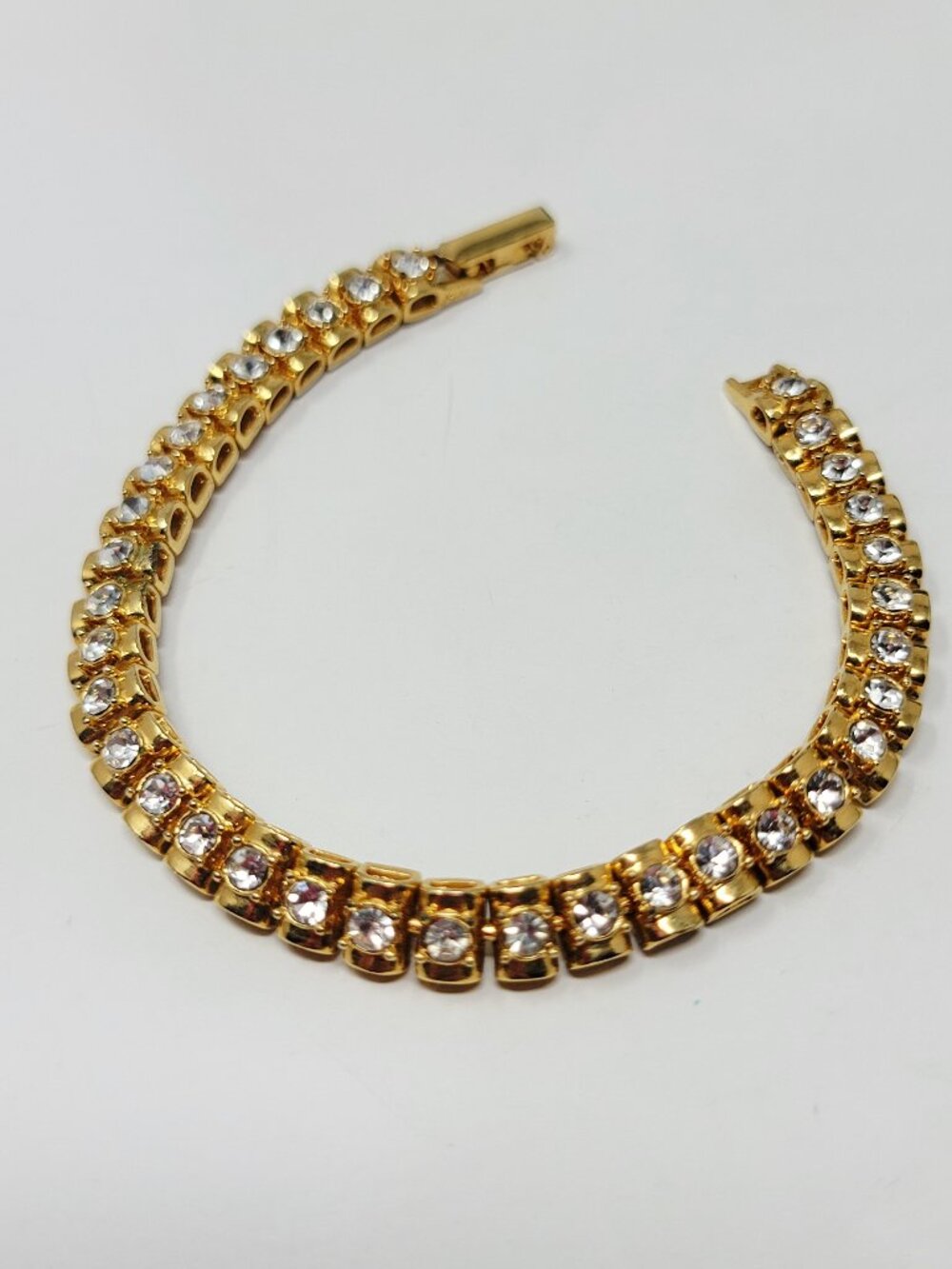 Avon Gold Tone Rhinestone Tennis Bracelet